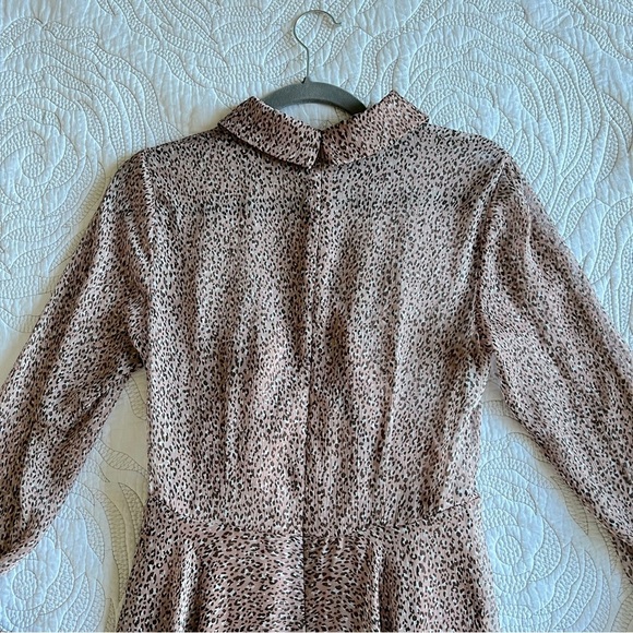 NWT - Mikael Aghal - Ruffle-trimmed Leopard Print Georgette Dress - Baby Pink - Picture 12 of 13
